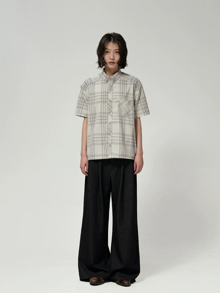 Checked short-sleeve shirt