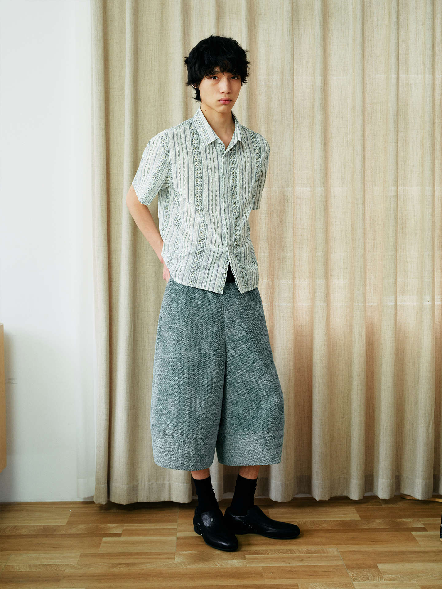 Layered velvet shorts