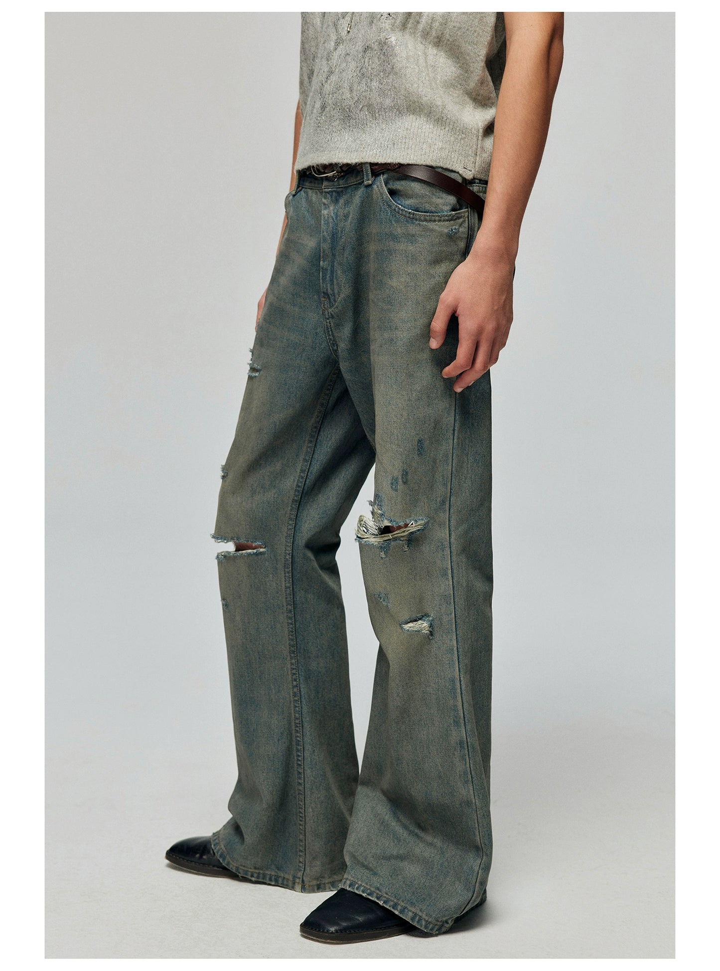 vintage distressed bootcut jeans
