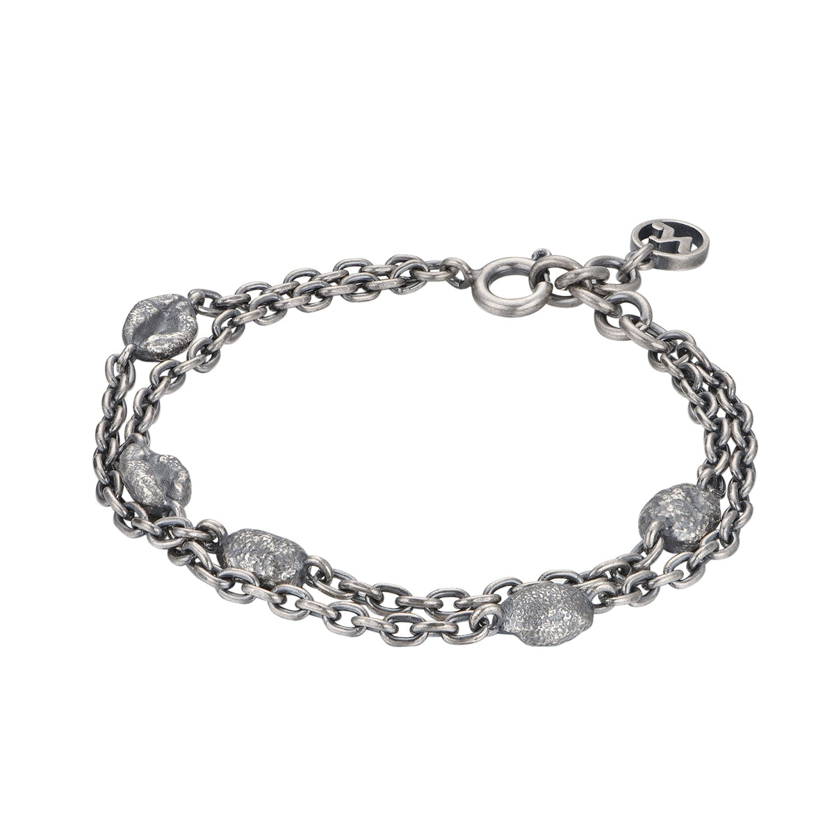 JANENG 925 Silver Stitching Double Layer Bracelet