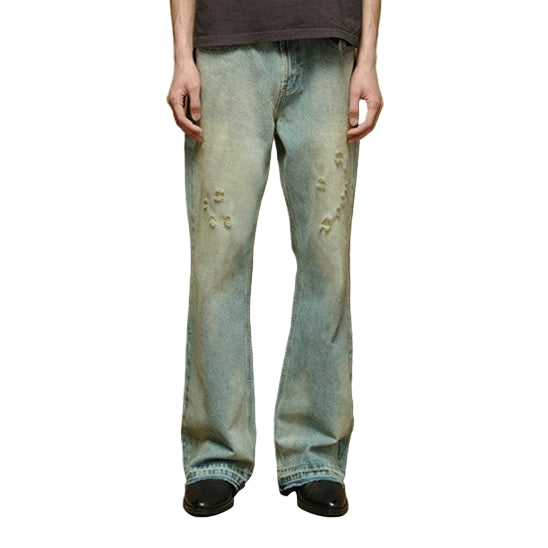 Ice Blue Dirty Bootcut Jeans