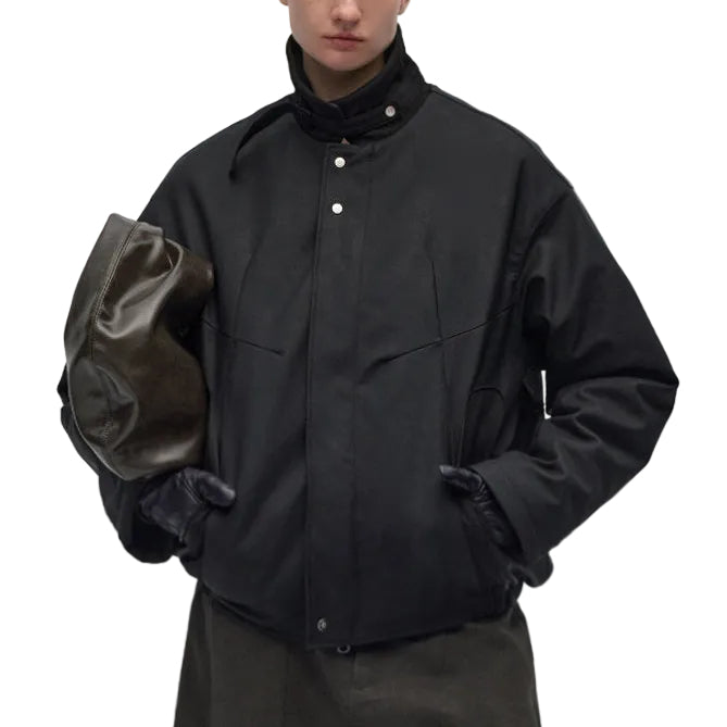 Leather stitched lapel jacket