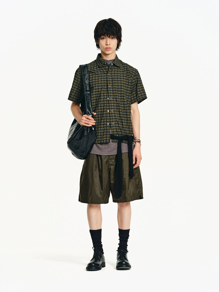 GREEN CHECK SHORT-SLEEVE SHIRT