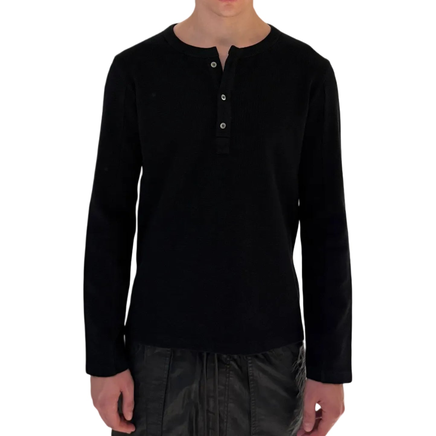 Waffle Henry Collar Pullover Thin Sweatshirt