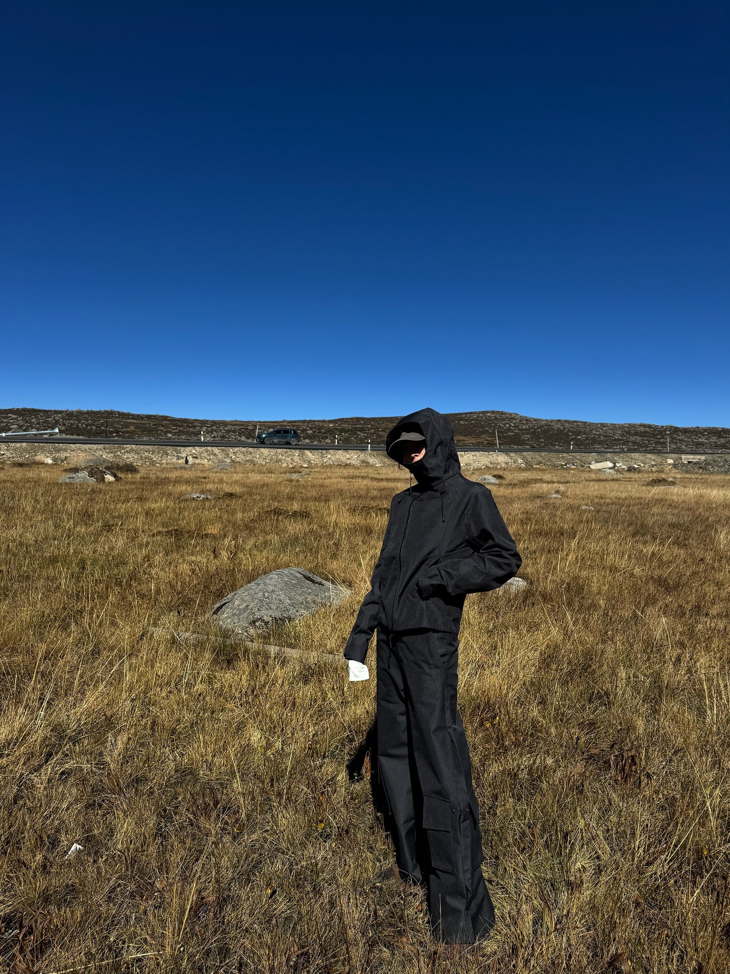 Denim texture arc waterproof jacket