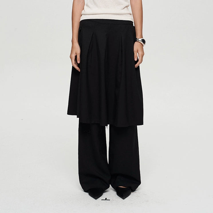 Lace Up Pleated Skirt Trouser