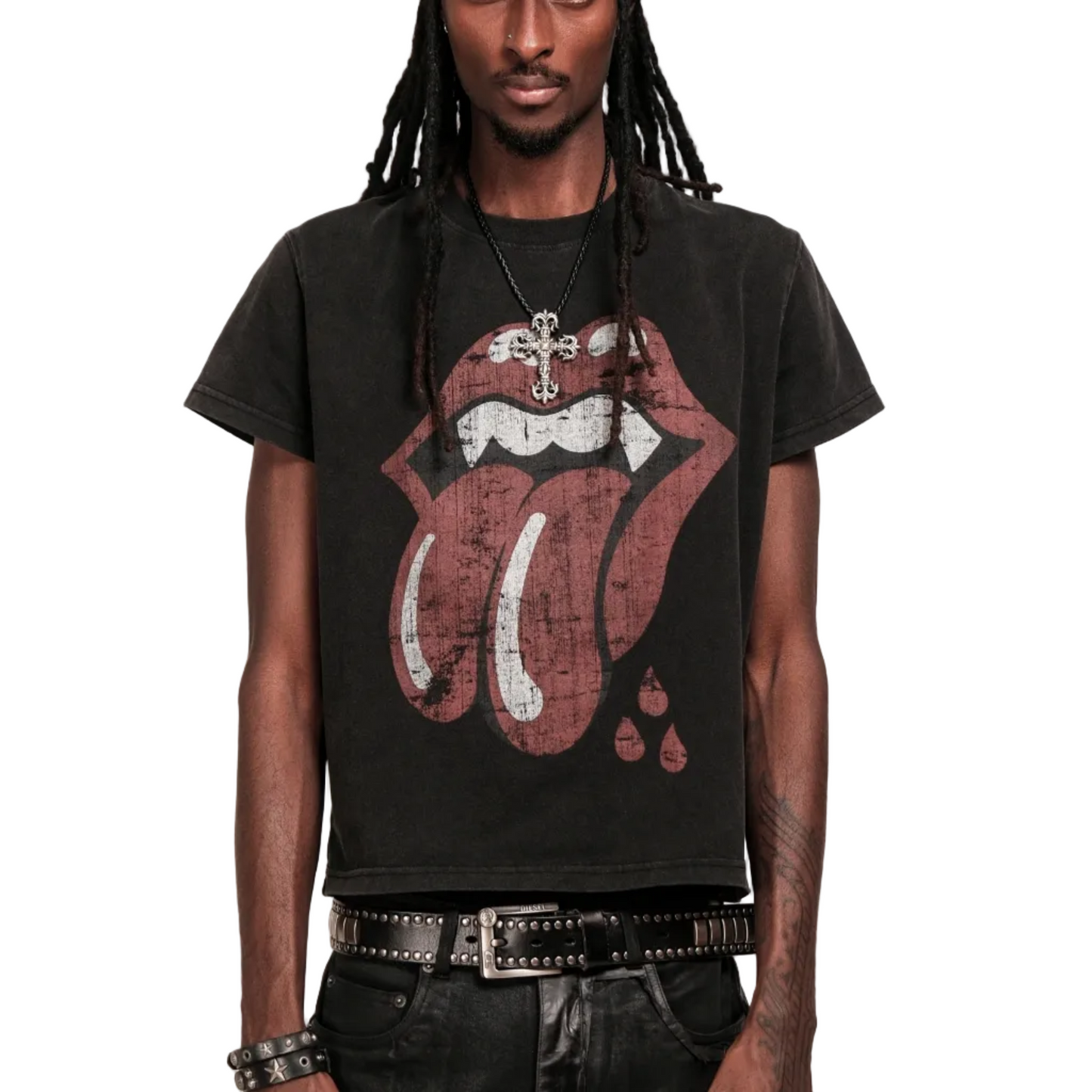 Tongue Spoof Distressed Short Sleeve T-shirt