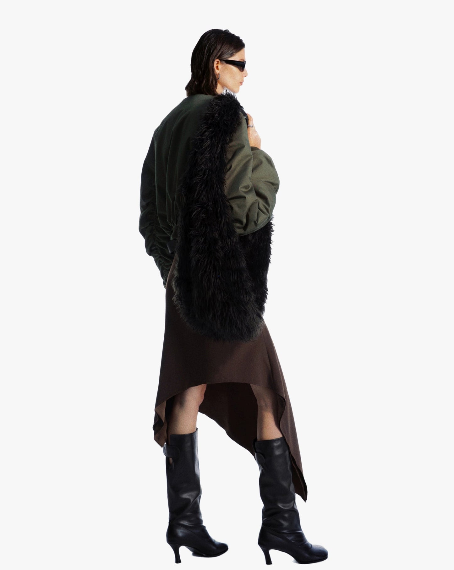 Detachable fur collar Bomber Jacket