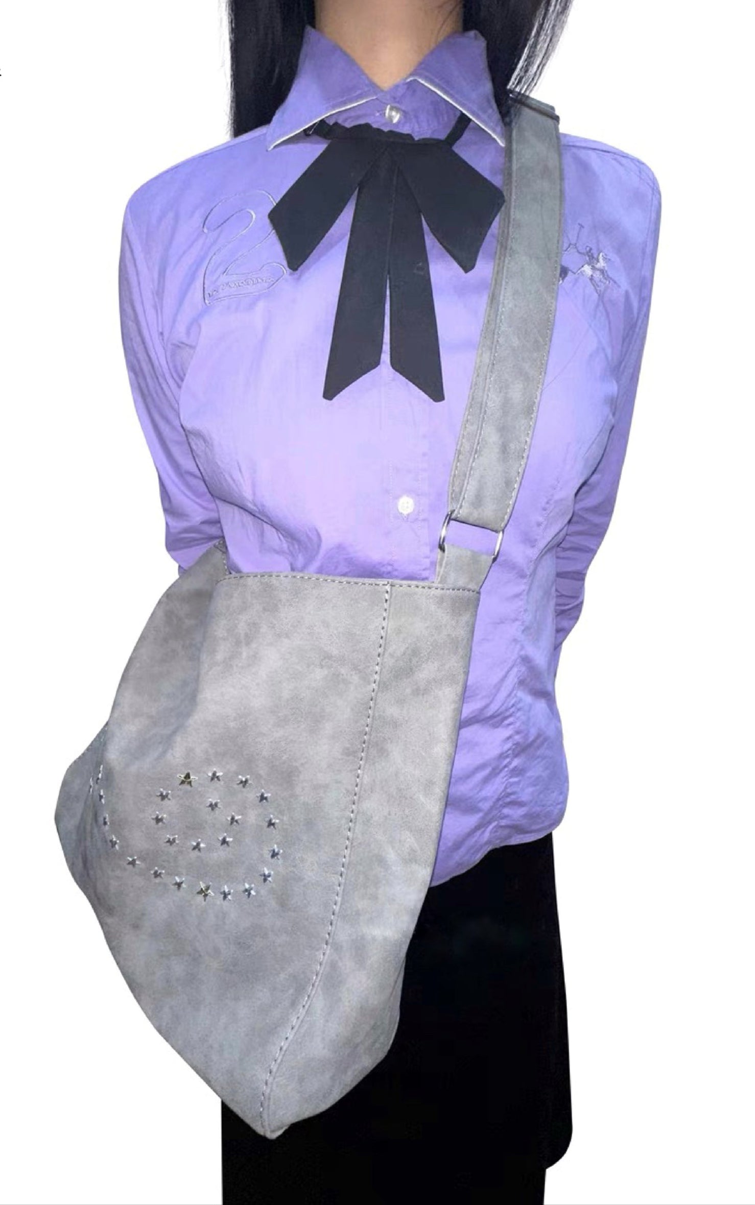 TheNewYouthPark* pentagram imported hot diamond * suede crossbody bag