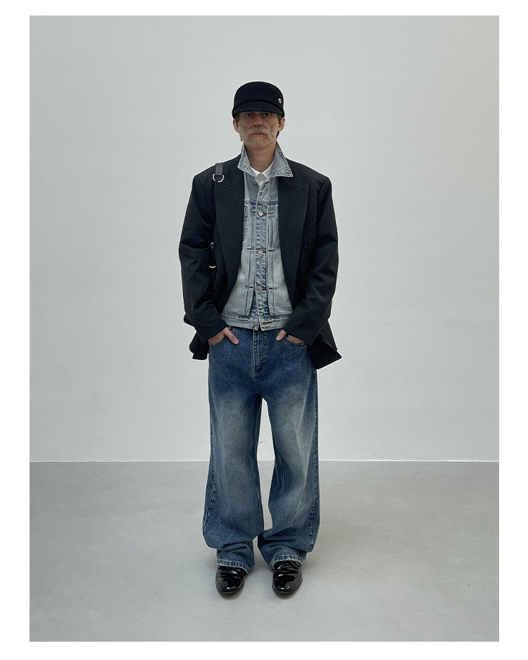 Short Slim Fit Washed Denim Jacket