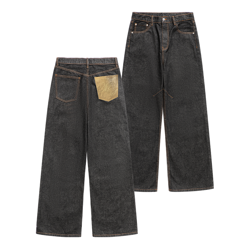 MANUSCRIPT MamaoOkayamahara beef 14.5 oz scimitar original color wash jeans baggy trousers