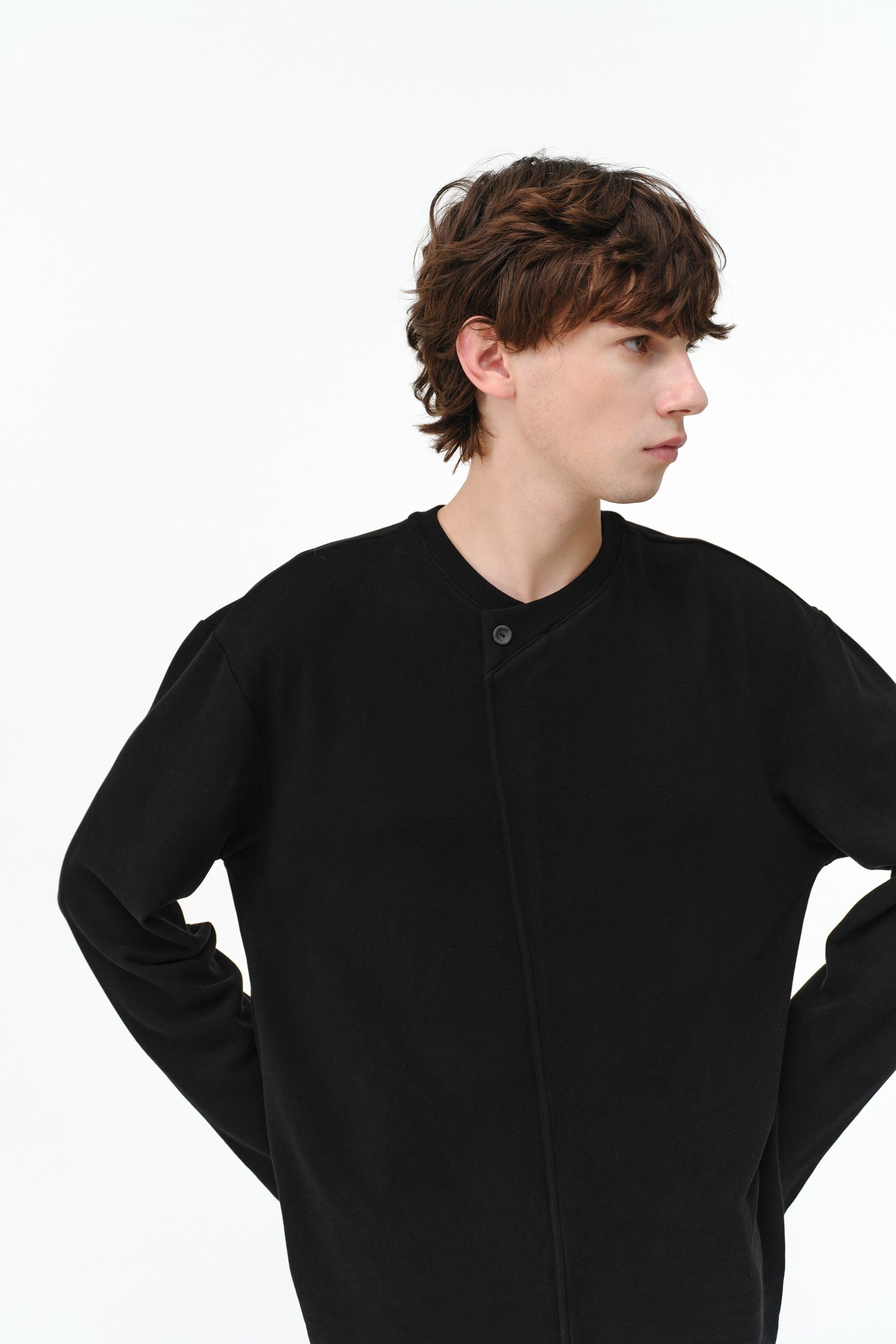 Merino wool V-neck long sleeve t-shirt