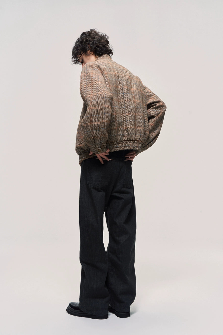 Wool Check Harrington Padded Jacket