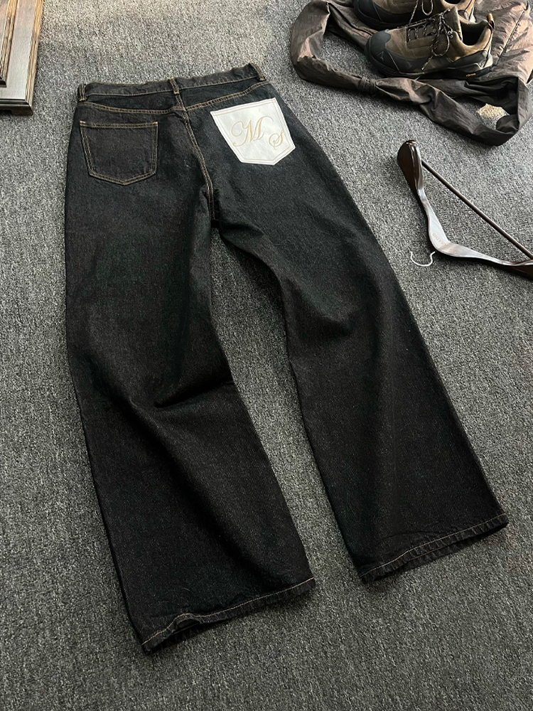 MANUSCRIPT MamaoOkayamahara beef 14.5 oz scimitar original color wash jeans baggy trousers