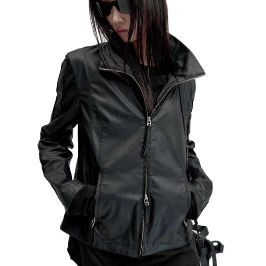 Wax-coated double zipper  jacket