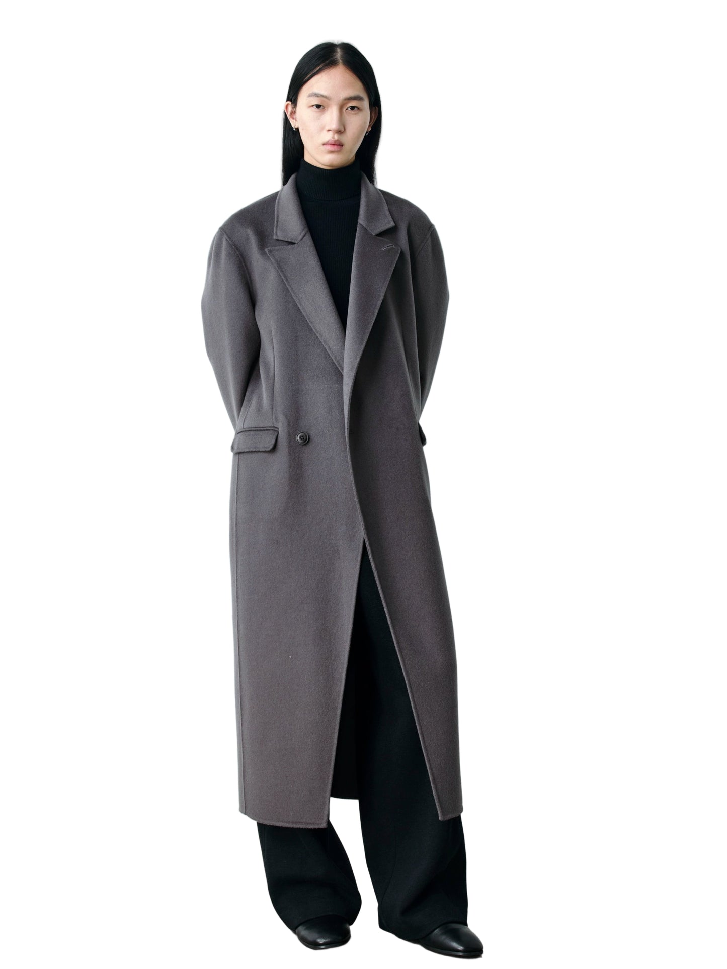 Mercerized Wool Long Coat