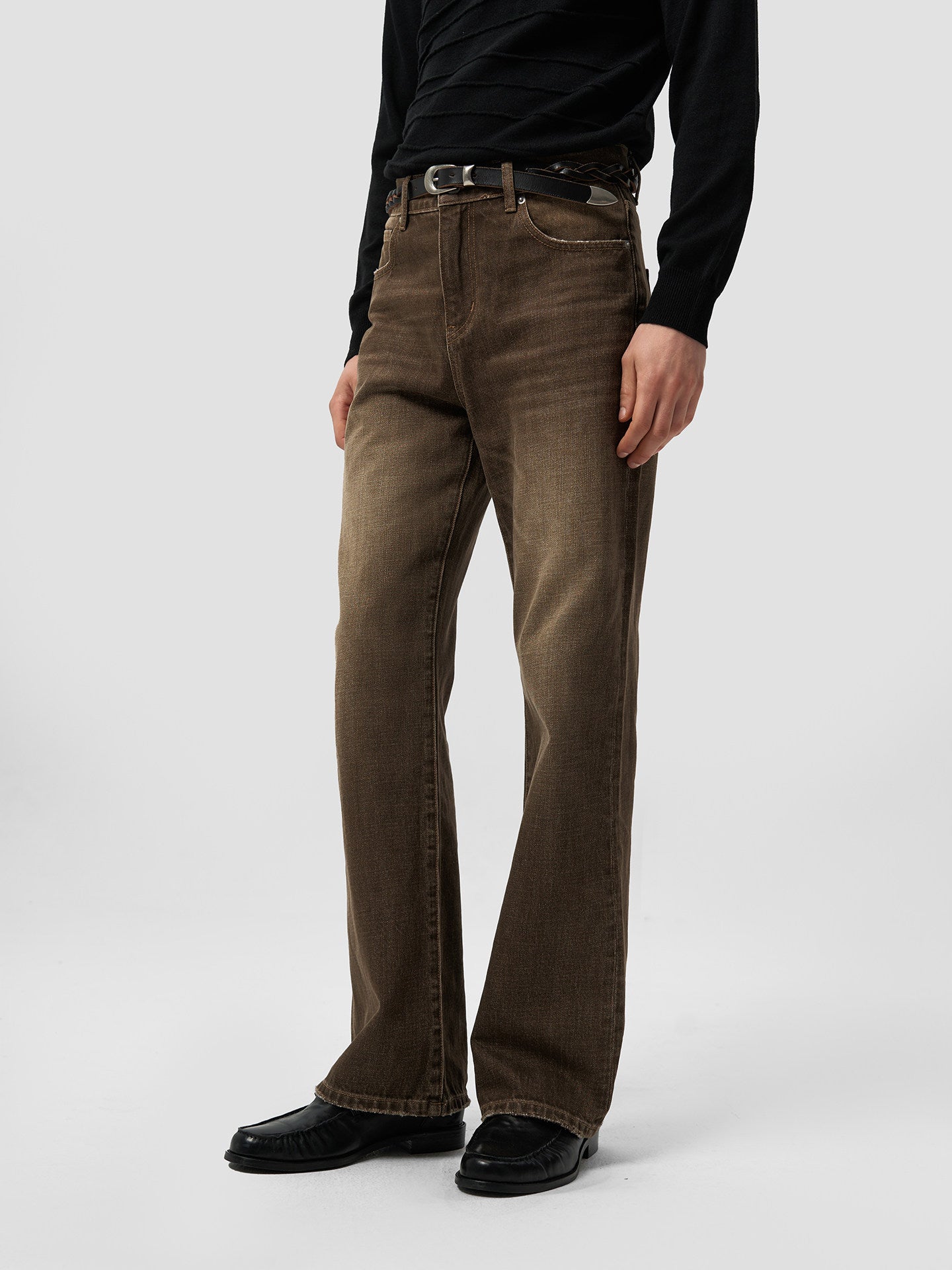 Leather patch jeans