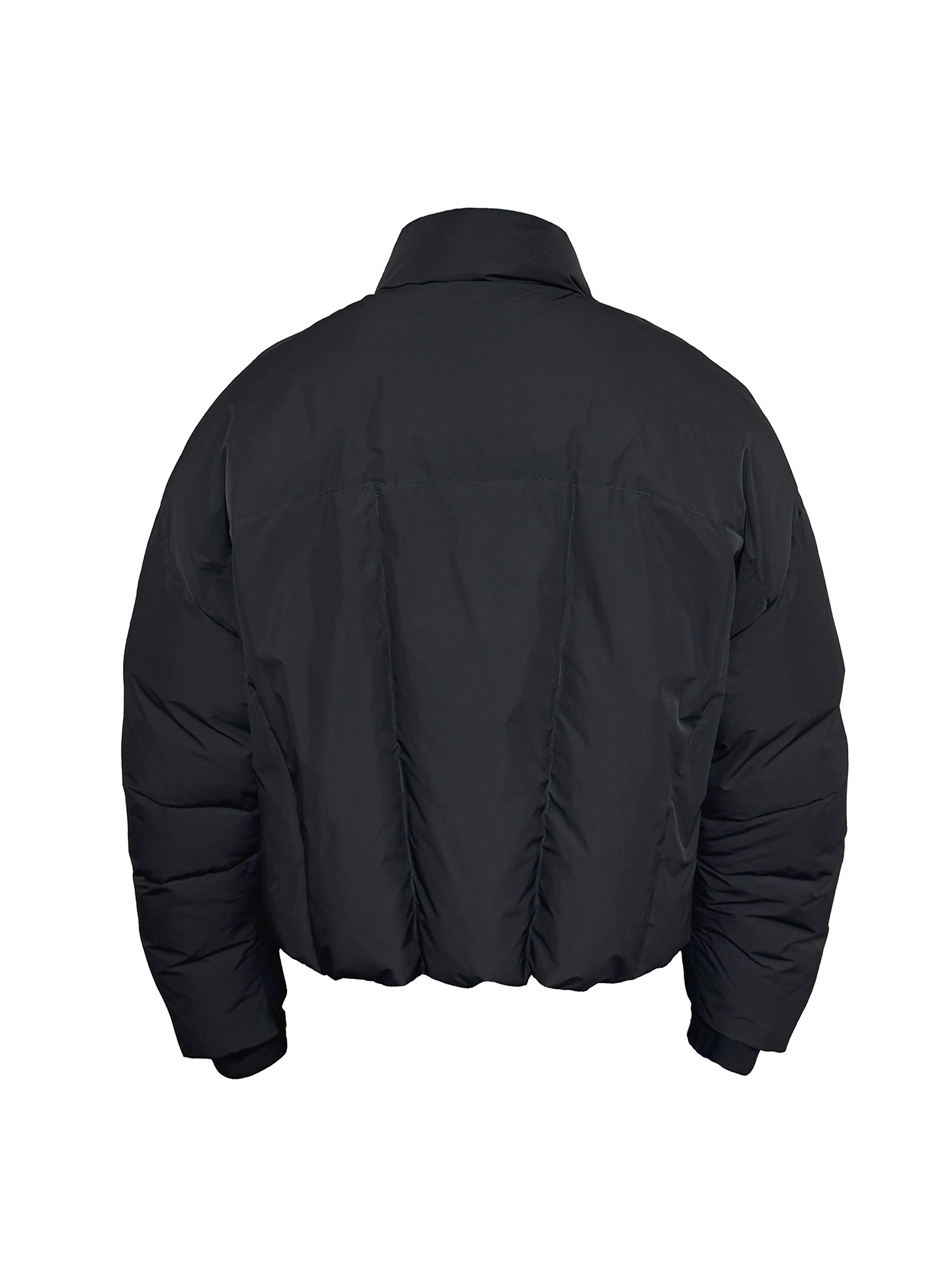 Curved zipper turtleneck down jacket
