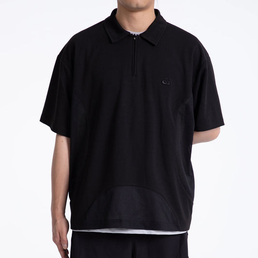 Mesh Panel Zip Polo