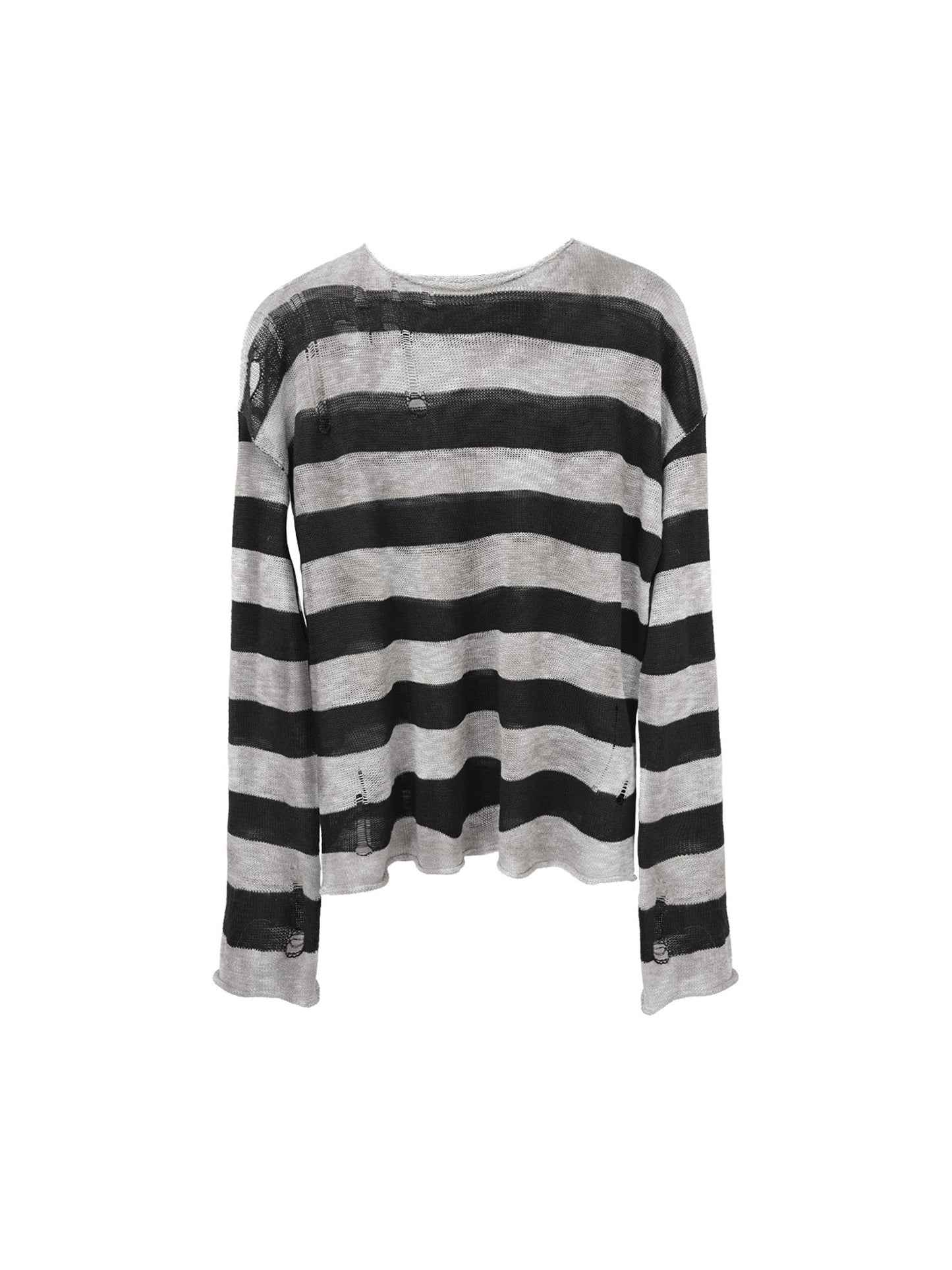 Striped stained dye long sleeve T-shirt