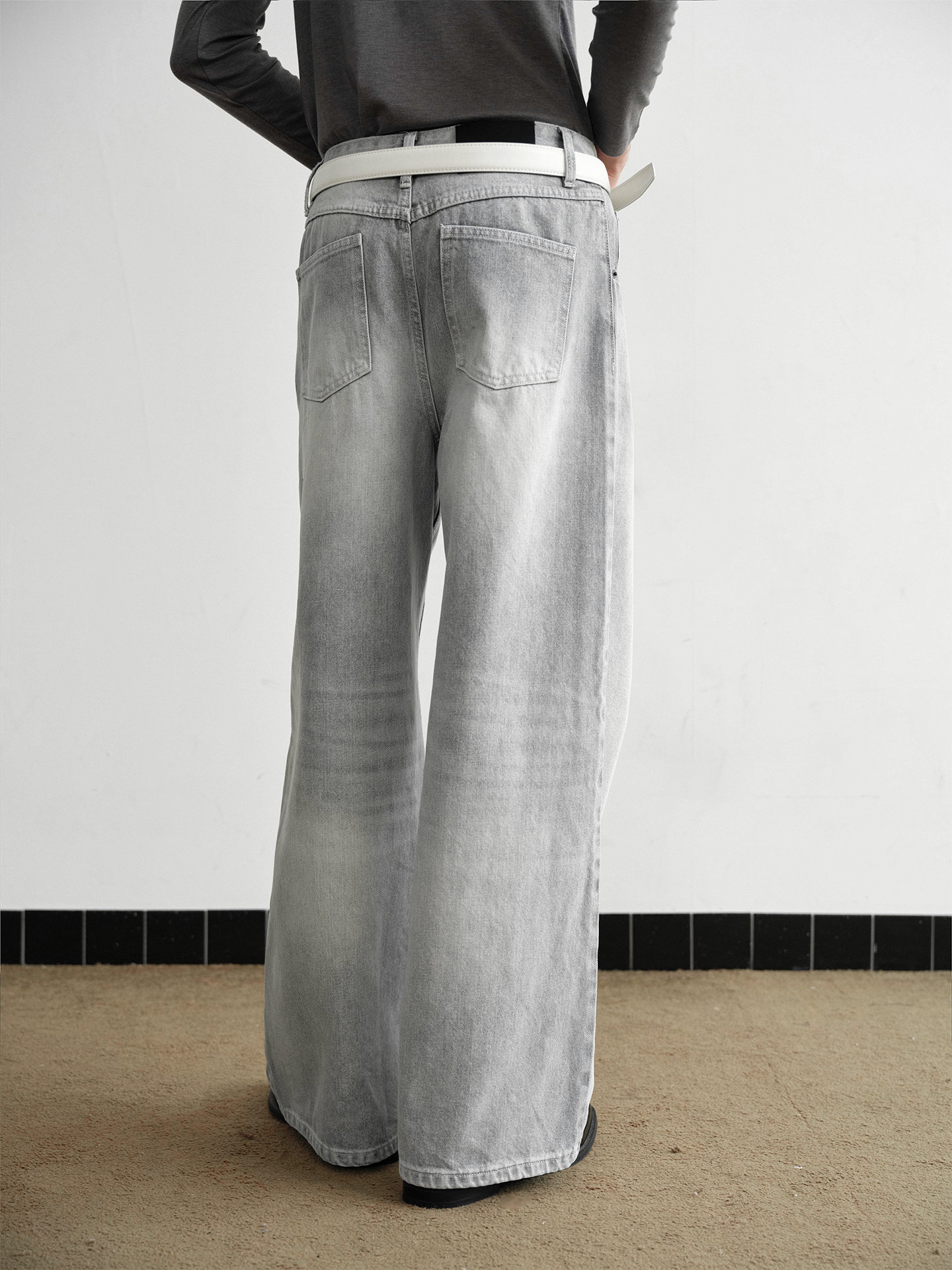 Washed Lime White Straight Jeans