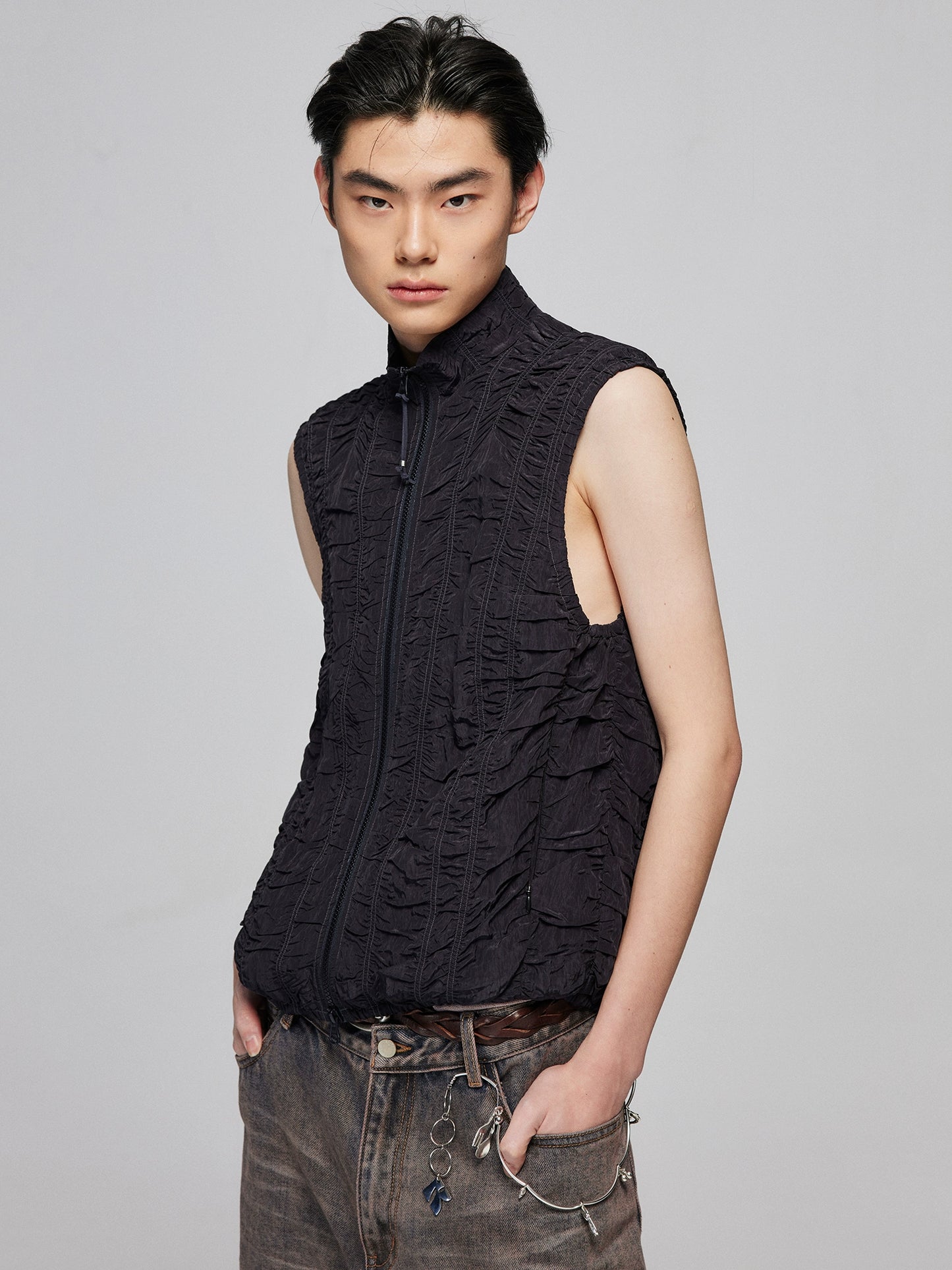 Ruched Zipper Vest