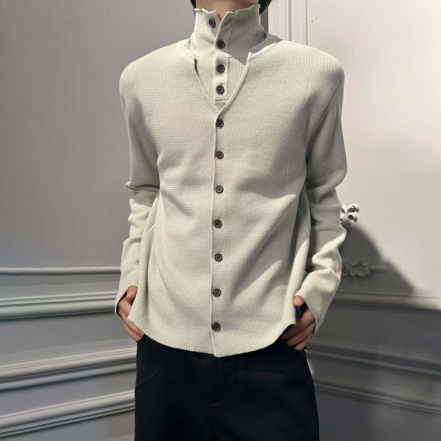"Po Jing" fake layered cardigan