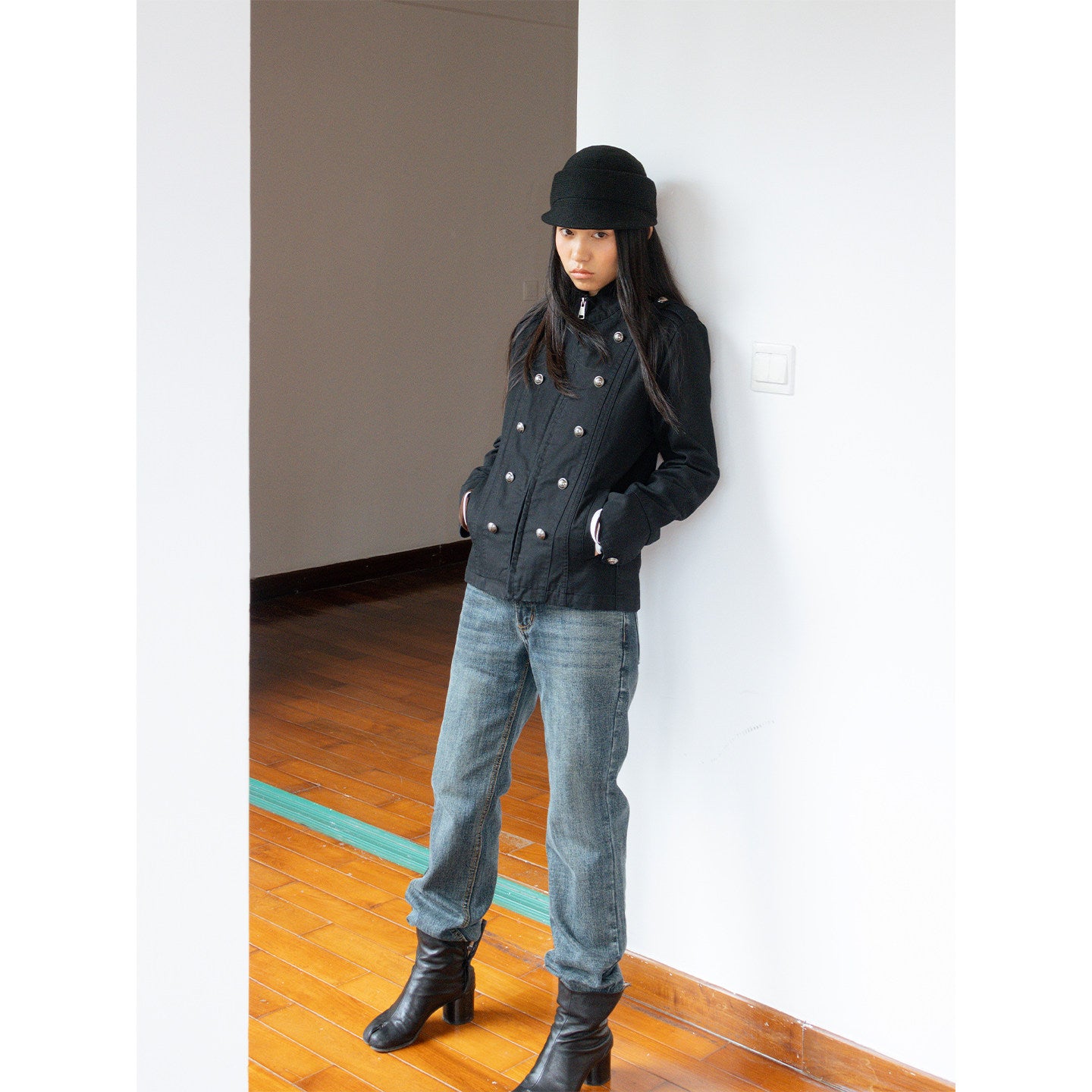 Metal Buckle Double-breasted Napoleon Jacket