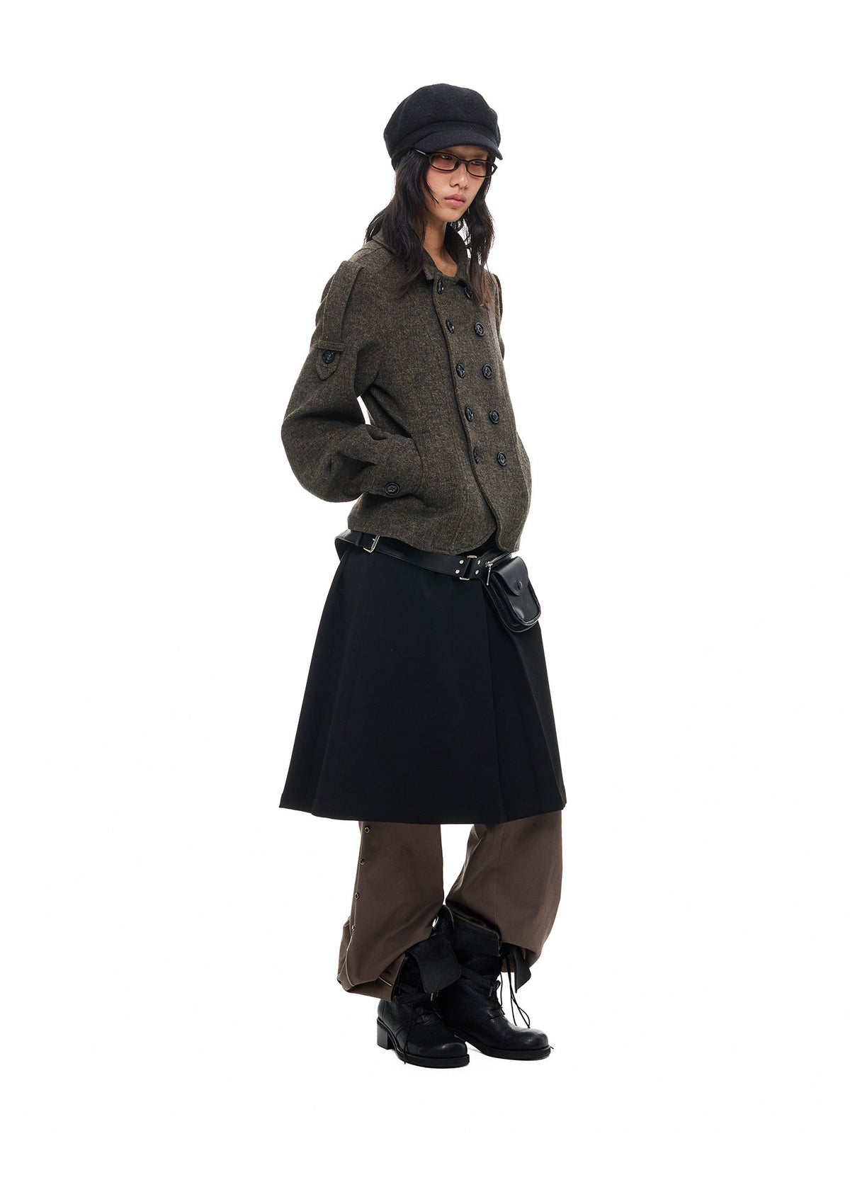 Double-Breasted Short Wool Jacket