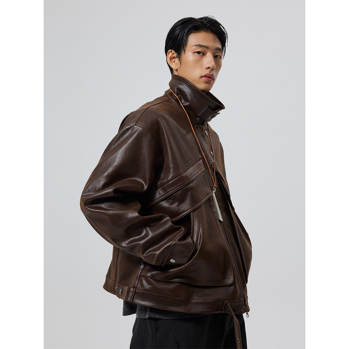 Heavy Texture Matte Gloss PU Leather Jacket