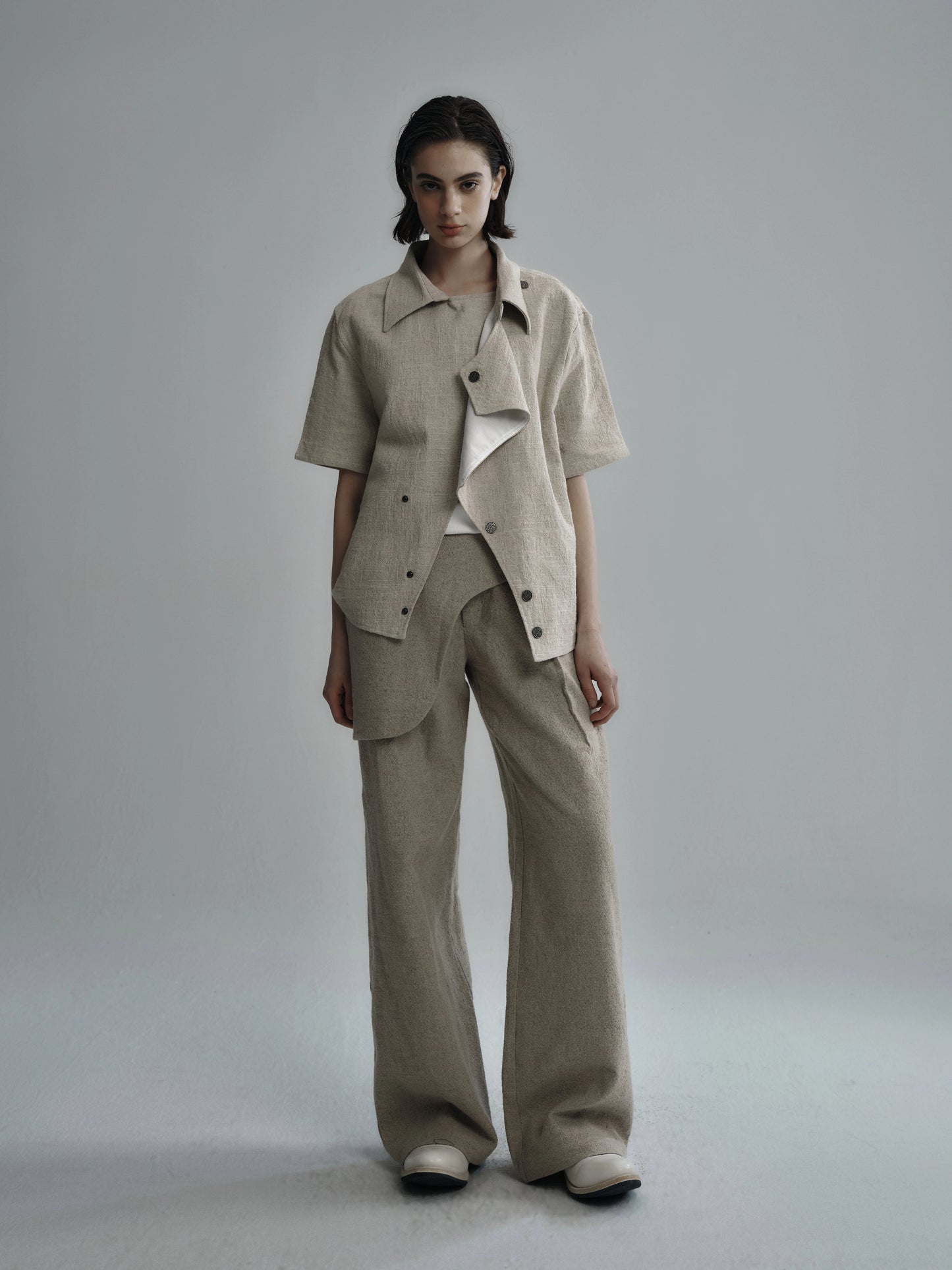 "Accumulation" loose wide-leg fencing pants