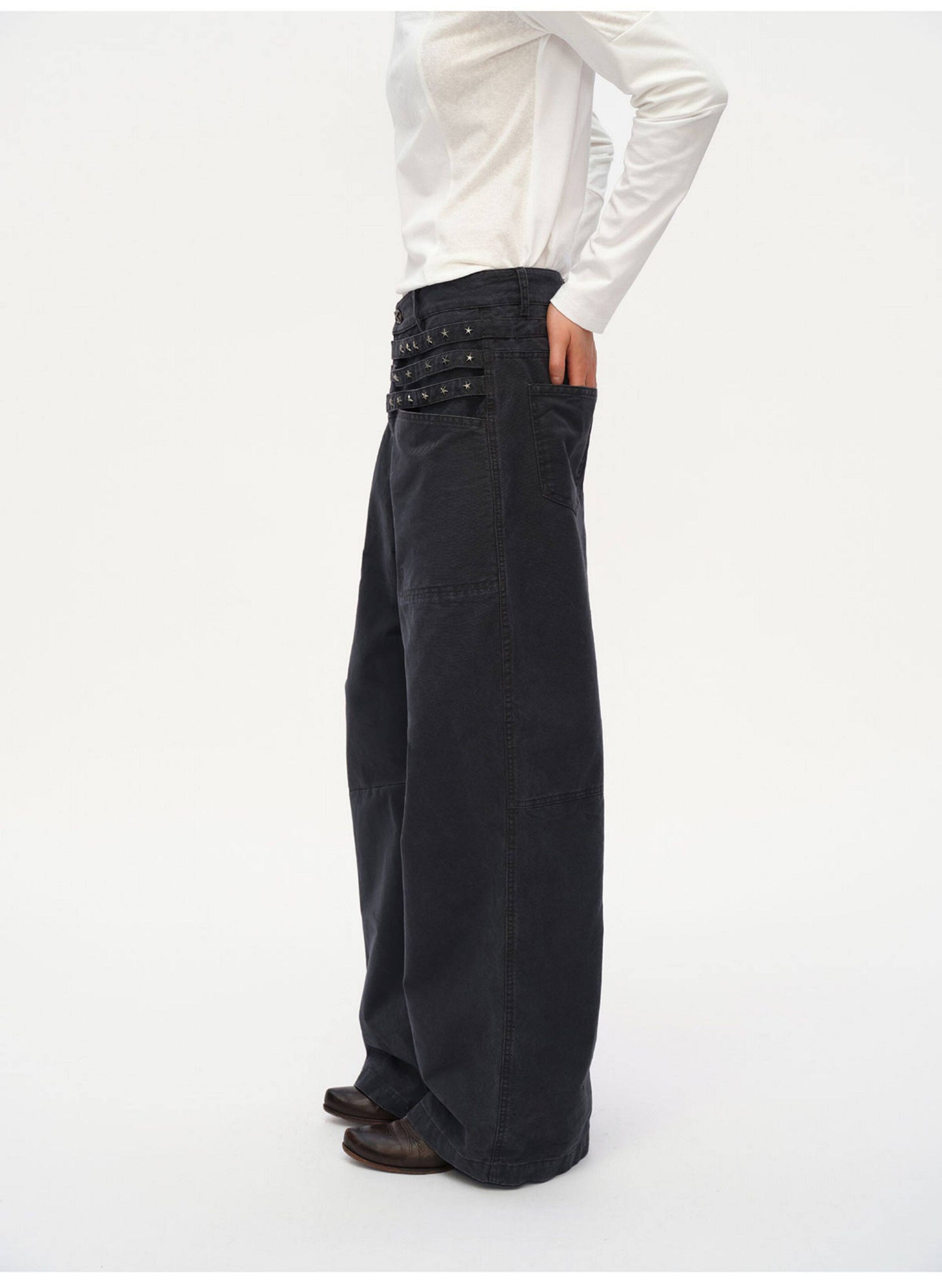 Old star rail studded wide-leg cargo pants