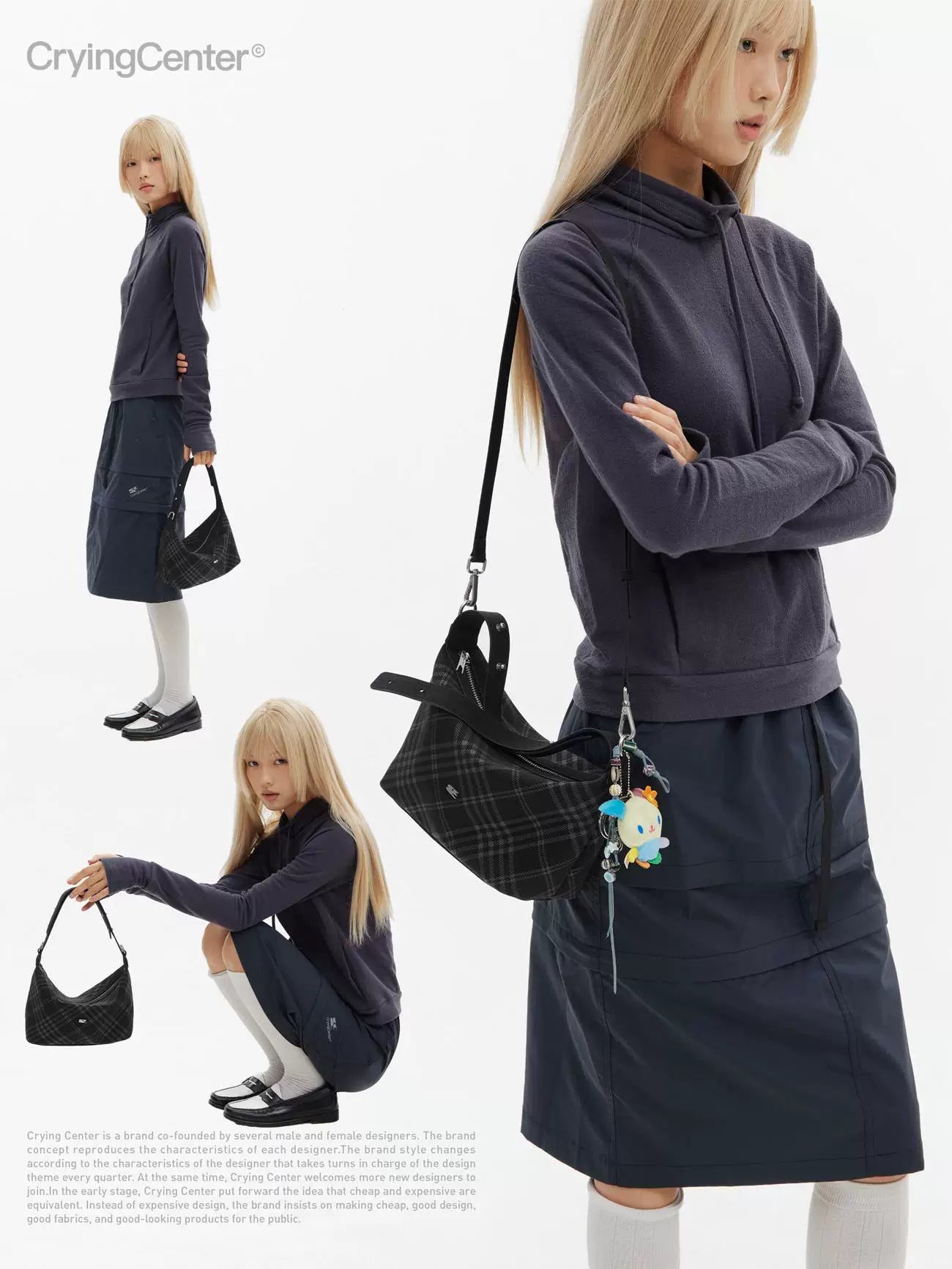 Felt Check Hand Bag