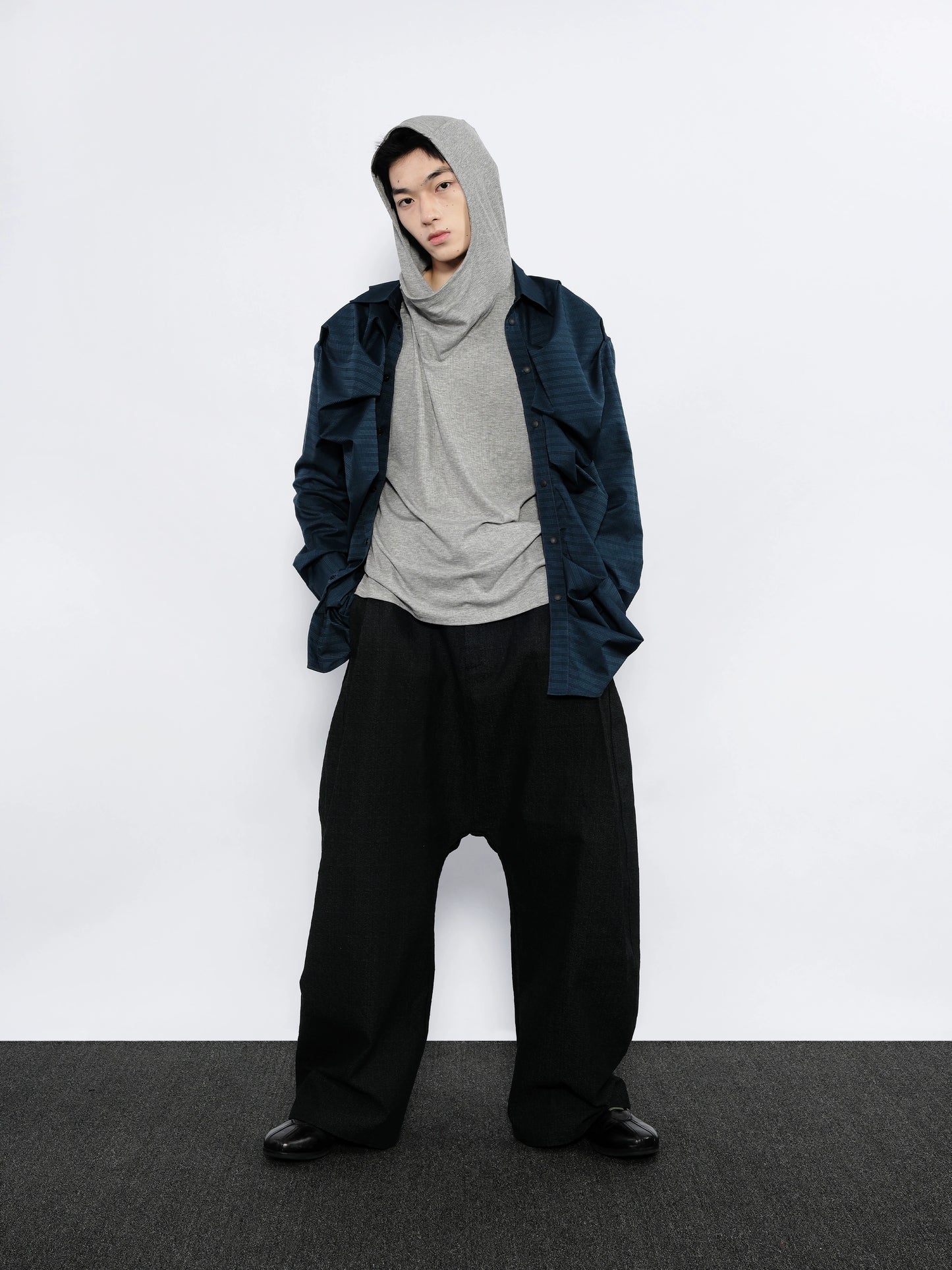 Wrap-around Hooded Long Sleeve T-Shirt