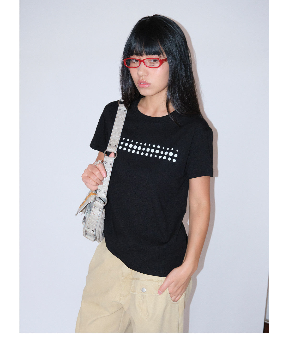 Polka dot short-sleeve T-shirt