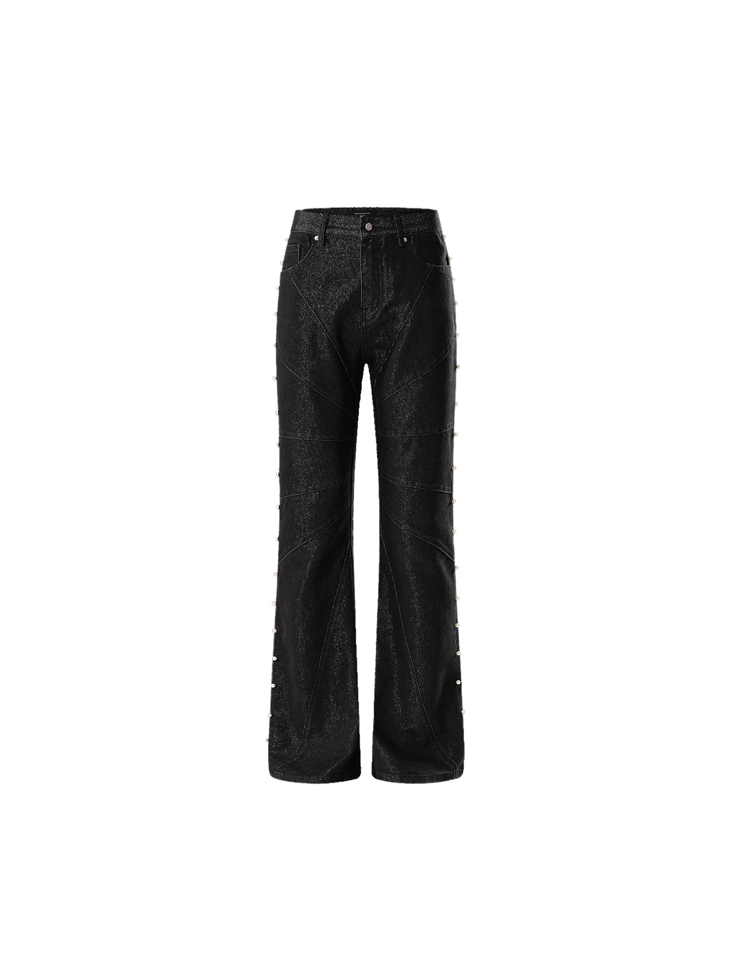 Metal mercerized bootcut jeans