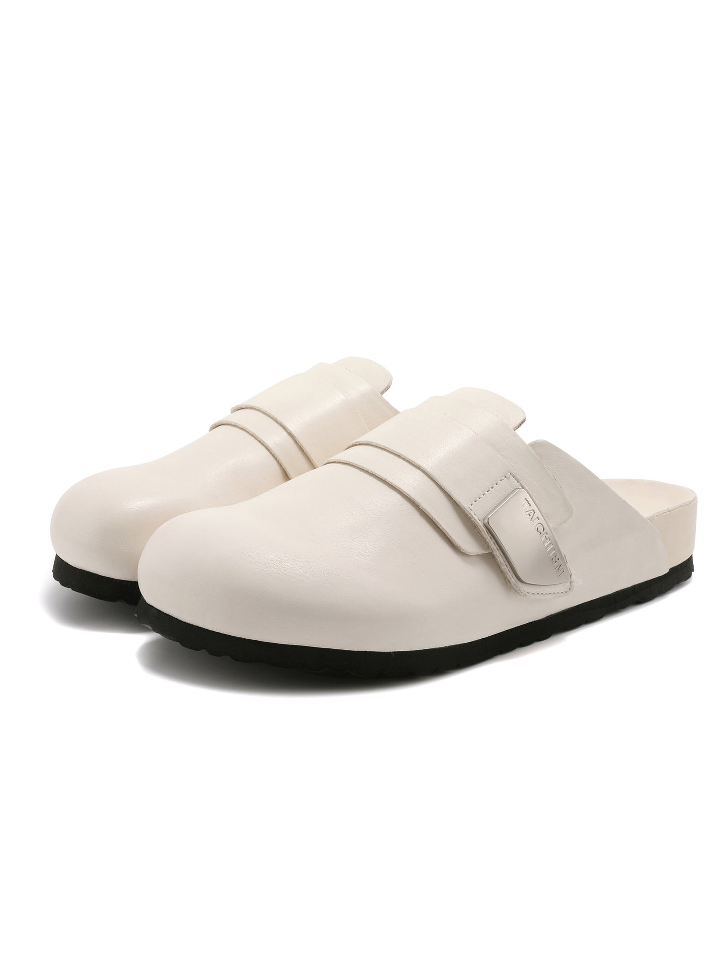 Washed leather mule