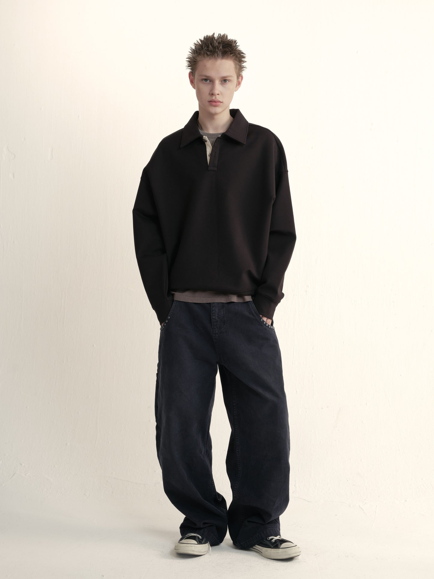 Loose double-layered polo shirt