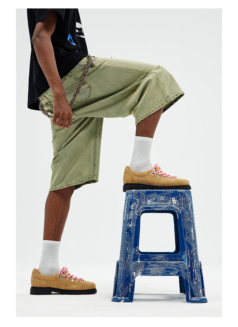 CRICLE CAGE SUEDE LEATHER HIKING DERBY CONTRASTING SNEAKER