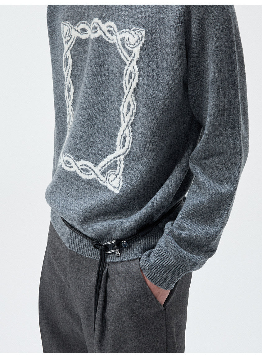 Cashmere Knotted Jacquard V-Neck Knit