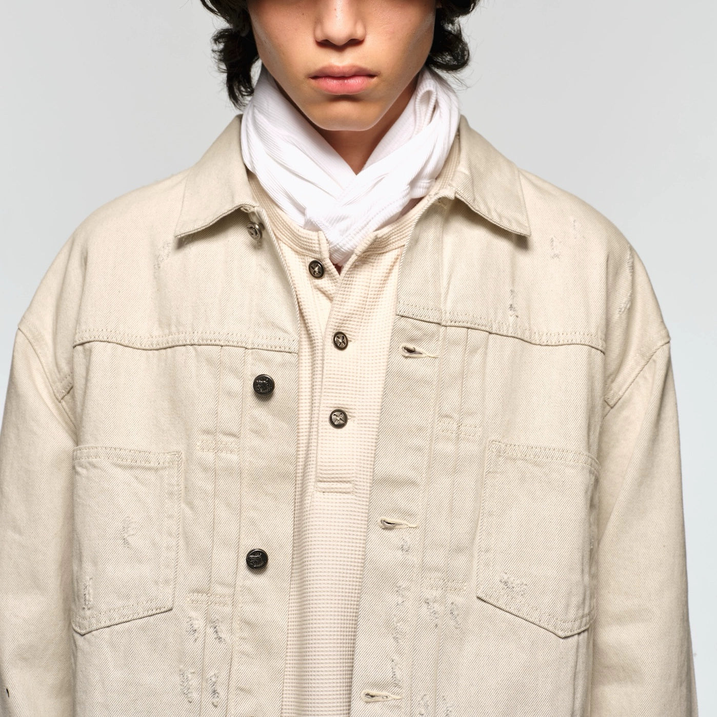 Off-White Two-Tone Vintage Washed Denim Jacket