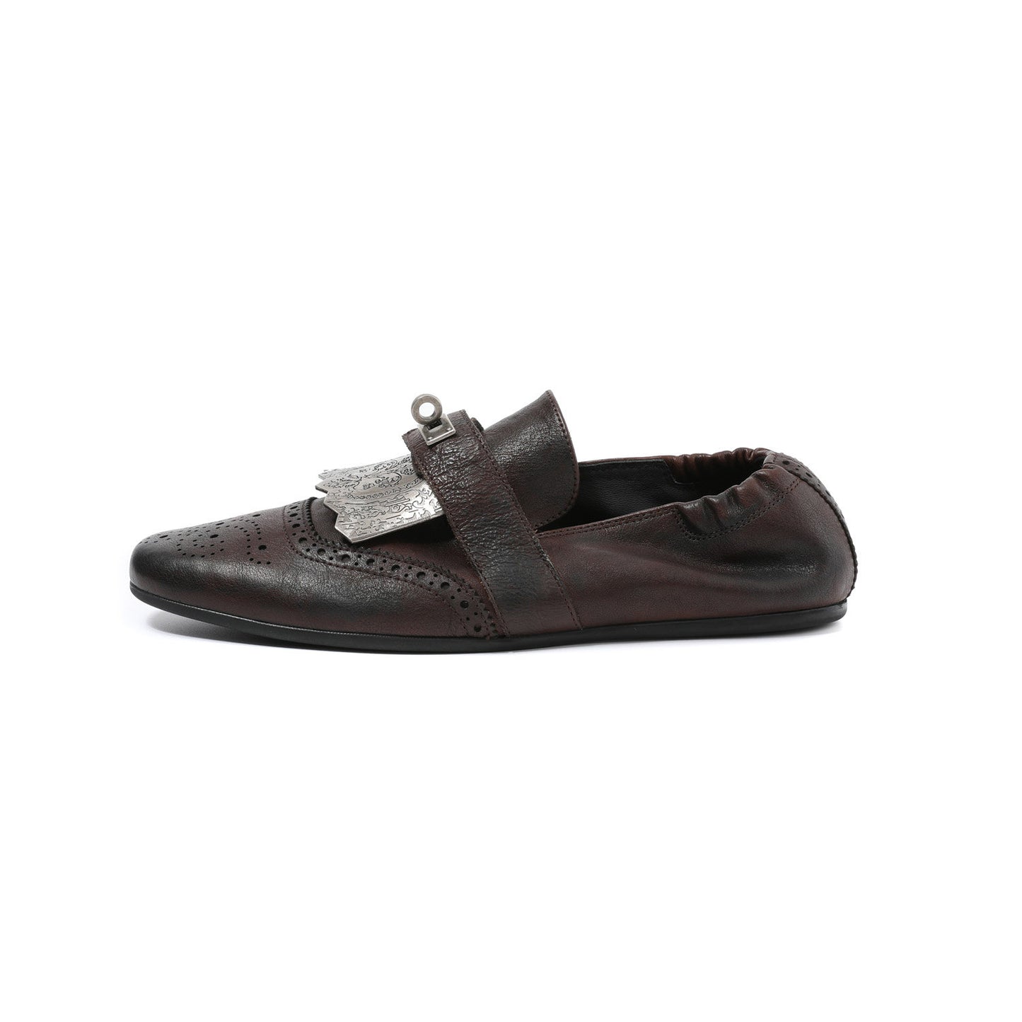 Metal Carved Slip-on Derby