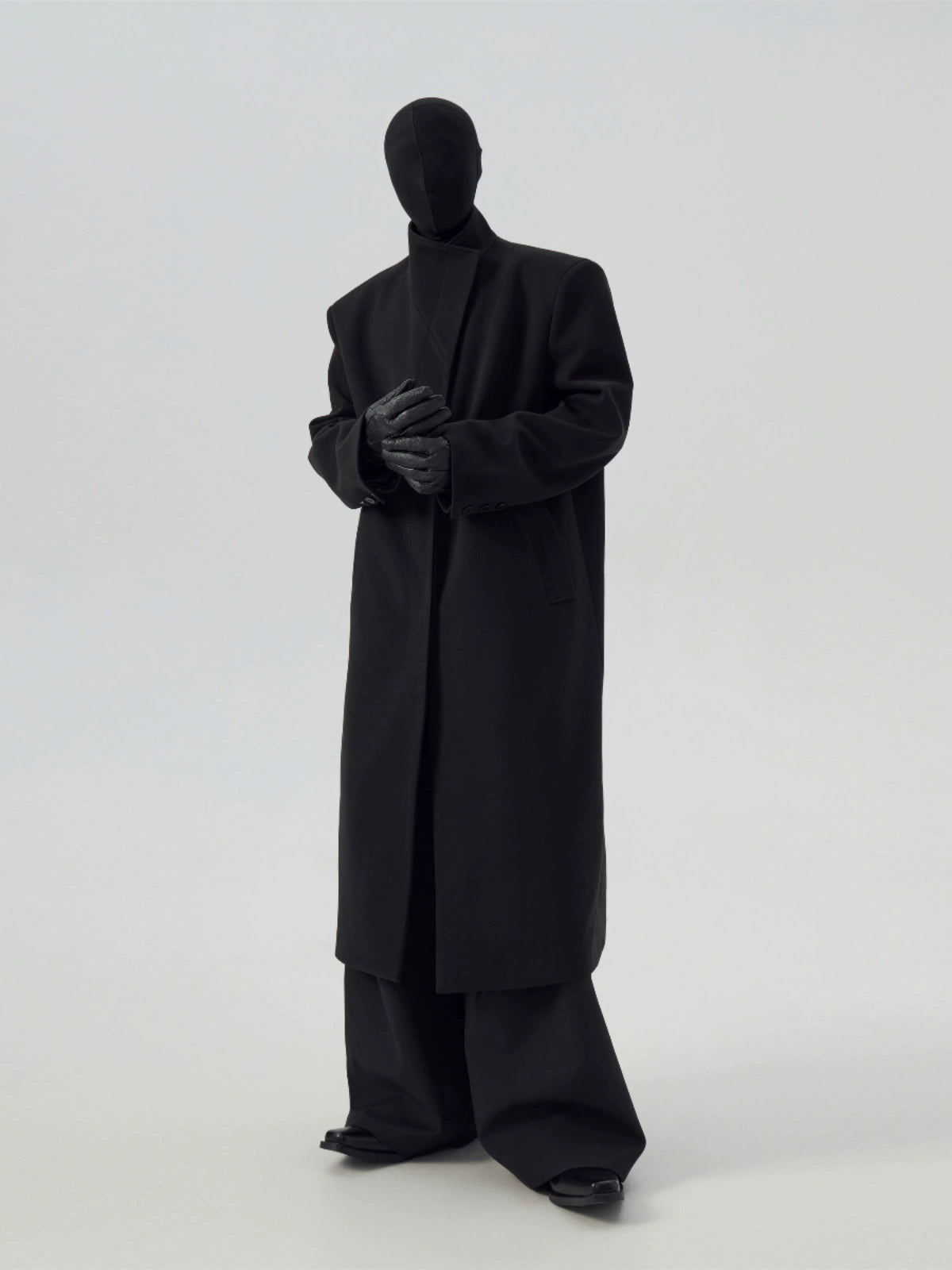 Tweed Padded Shoulder Loose Long Coat