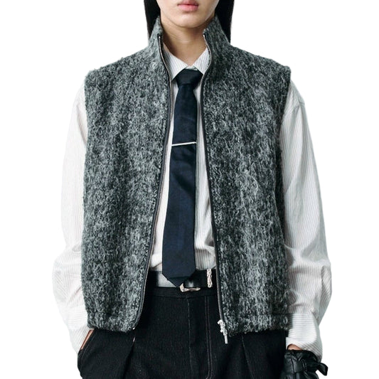 Crinkle Textured Wool Vest