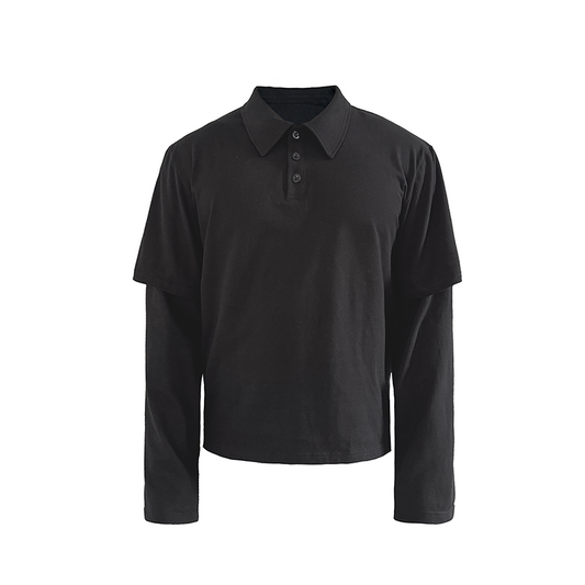 Black Fake Layered POLO Shirt