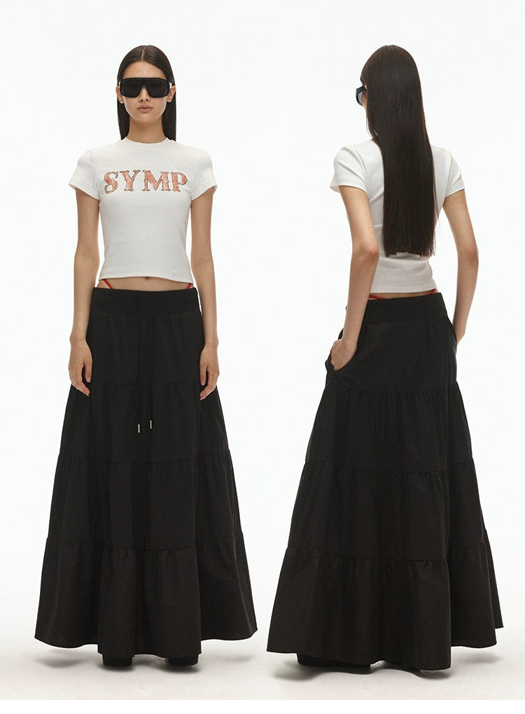 Distressed print stretch short-sleeved T-shirt