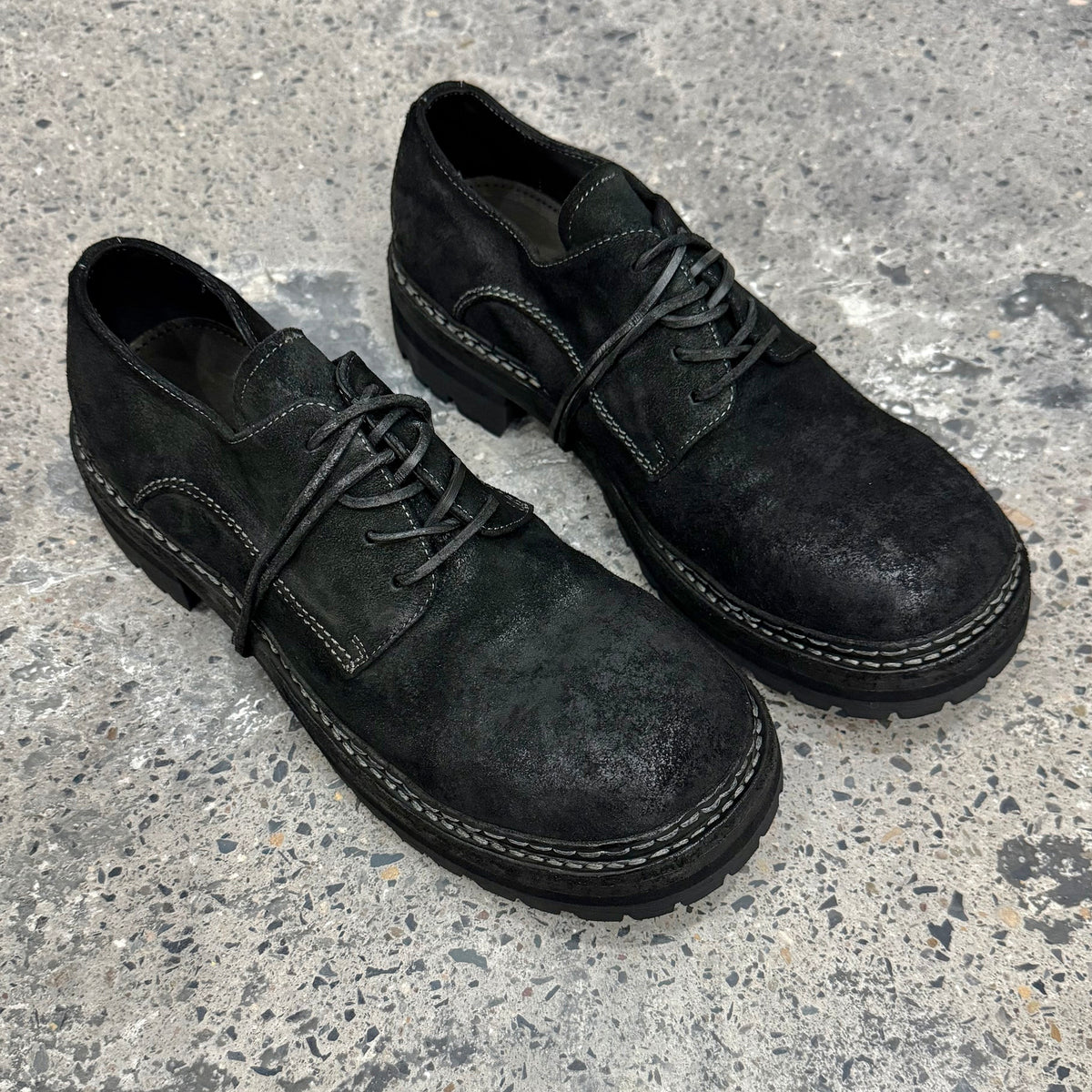 Double thread Goodyear derby leather shoes