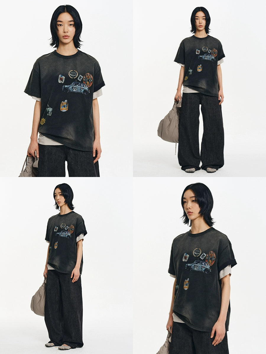 DISTRESSED FADED SHORT SLEEVE T-SHIRT