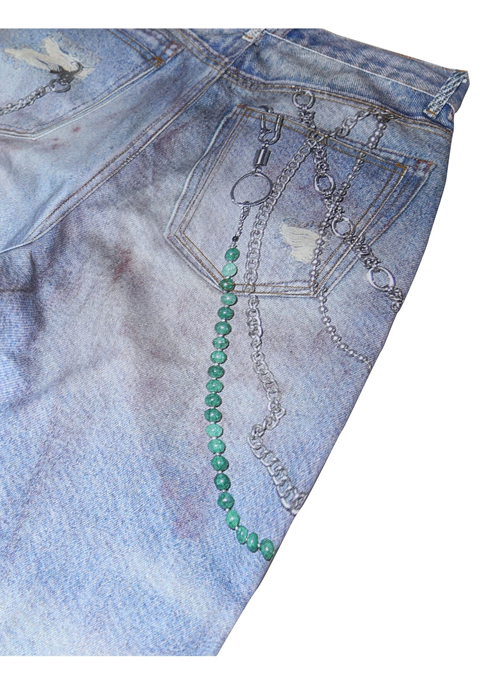 3D Print Camouflage Layered Jeans