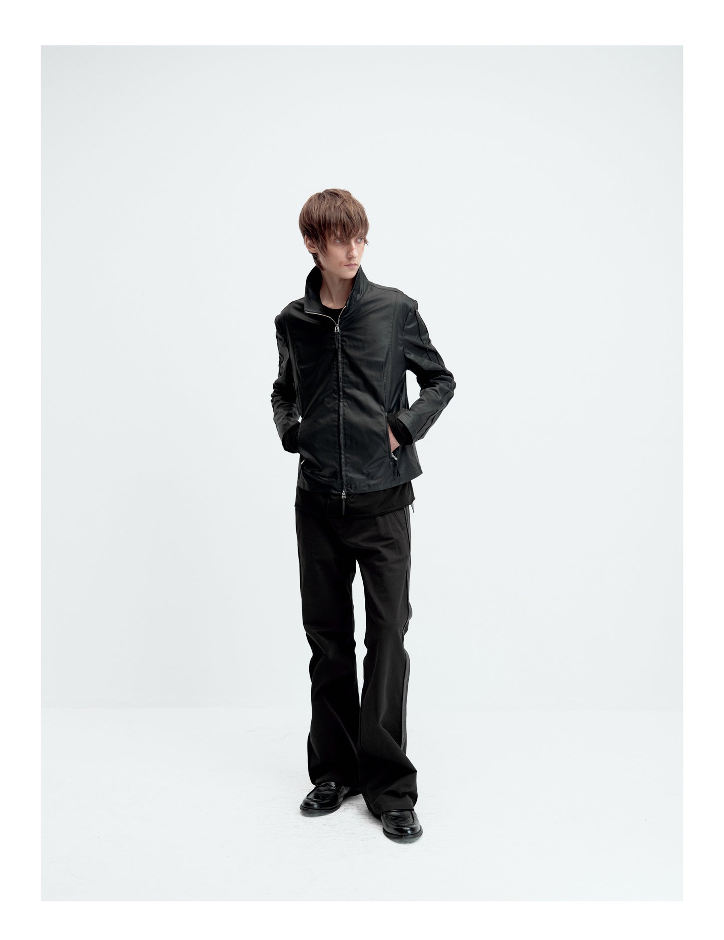 Wax-coated double zipper  jacket